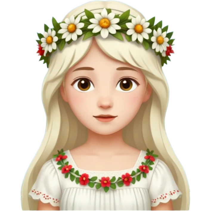 Девочка в белом платье на празднике Ивана Купала emoji