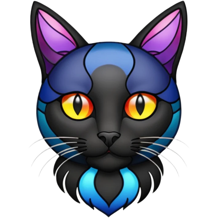 Stained glass black cat emoji