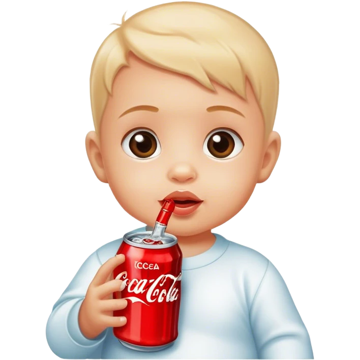 a baby holding a Cocacola emoji