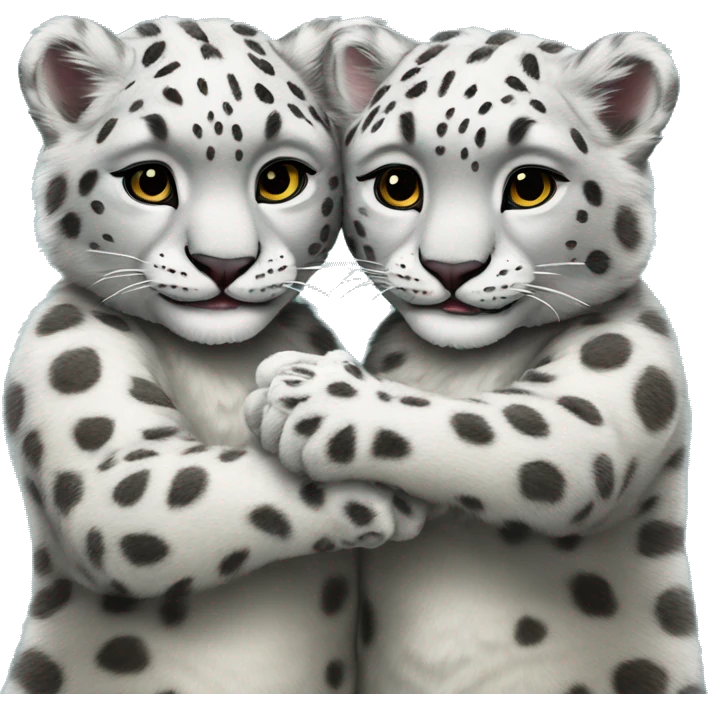 Two snow leopards holding hands emoji
