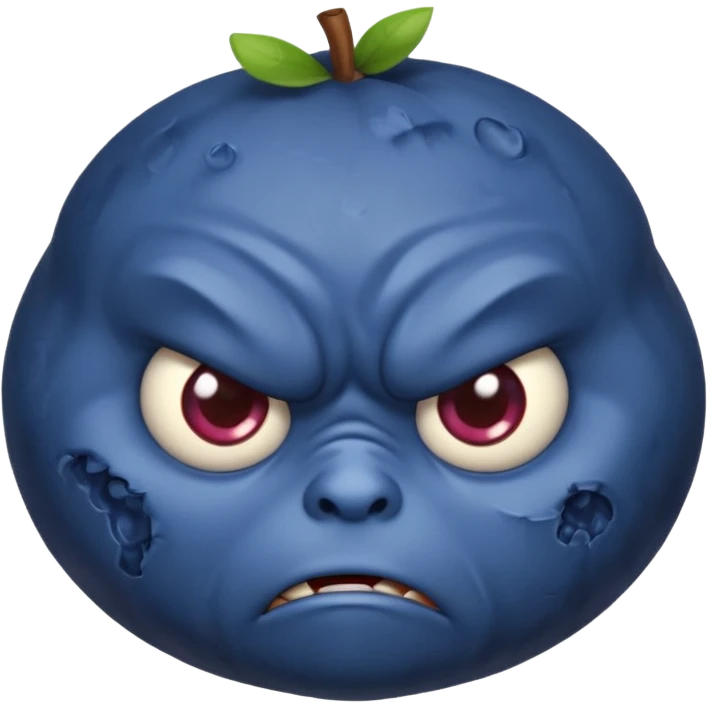 blueberry with a serious angry expression emoji