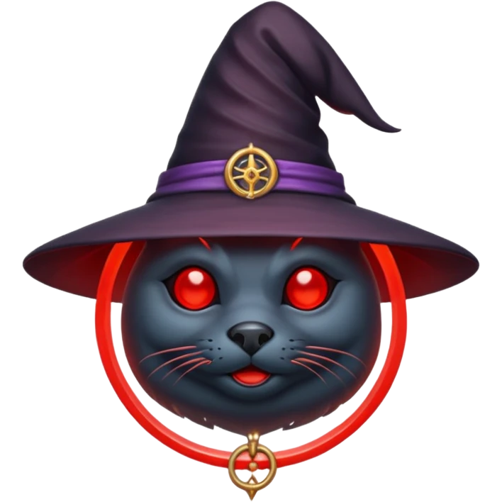 iOS emoji, dark fantasy magic seal, witch symbol, web pattern, red glow, minimal clean style emoji