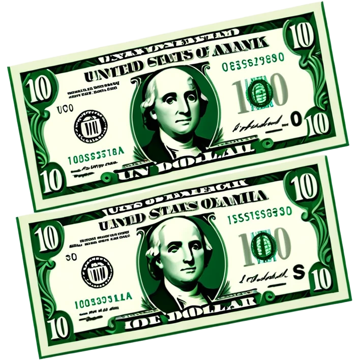 3D realistic US 100 dollar bill sticker, slight perspective, centered, clean cutout, transparent background, no text, no watermark emoji