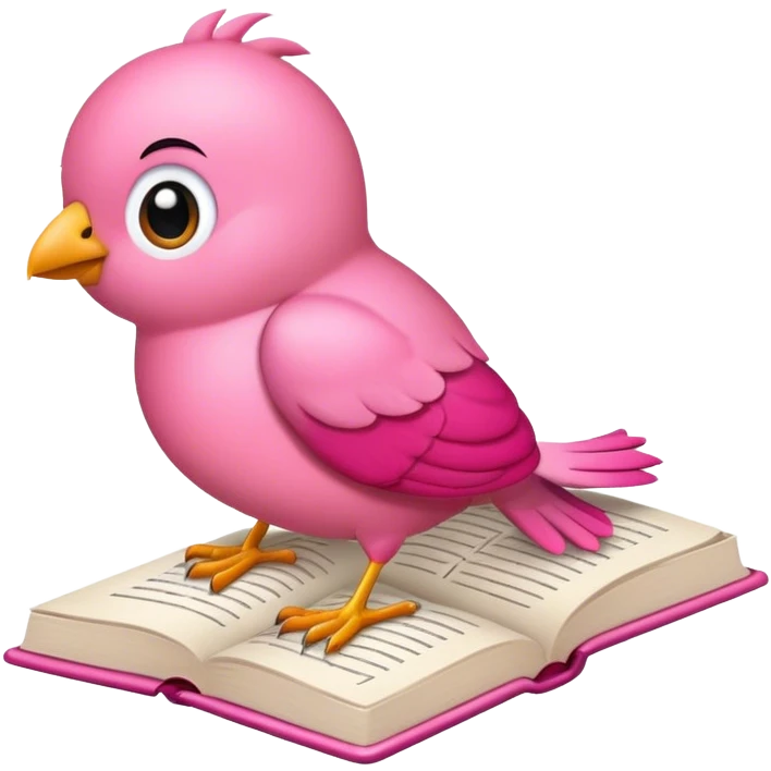 passaro rosa escrevendo um livro emoji