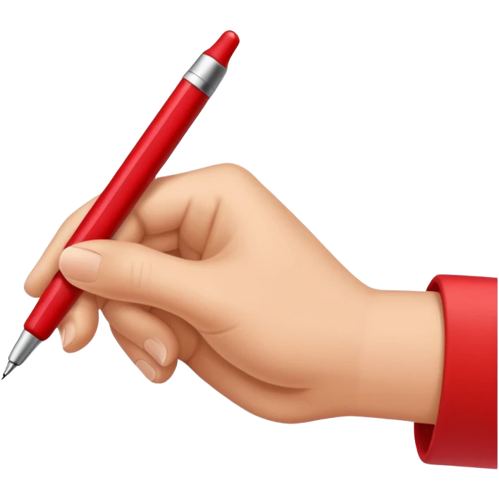 рука телесного цвета пишет красной ручкой emoji