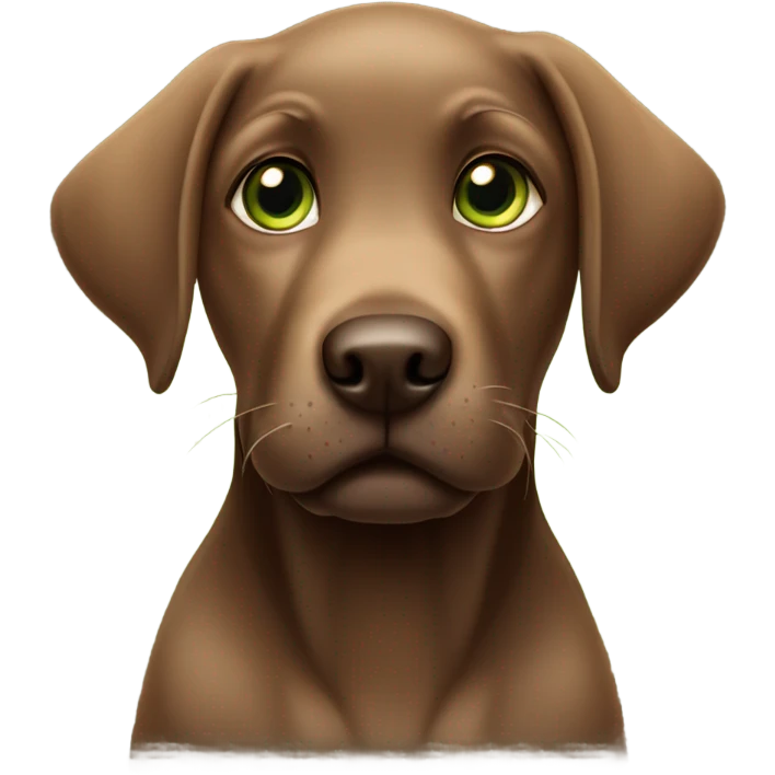 Brown Labrador puppy with green eyes emoji