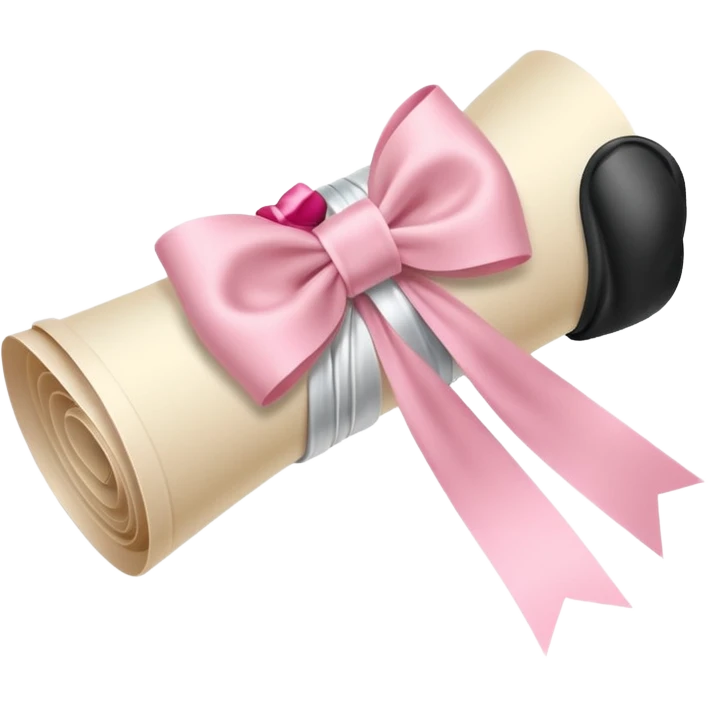rolled up diploma tied with a light pink bow emoji