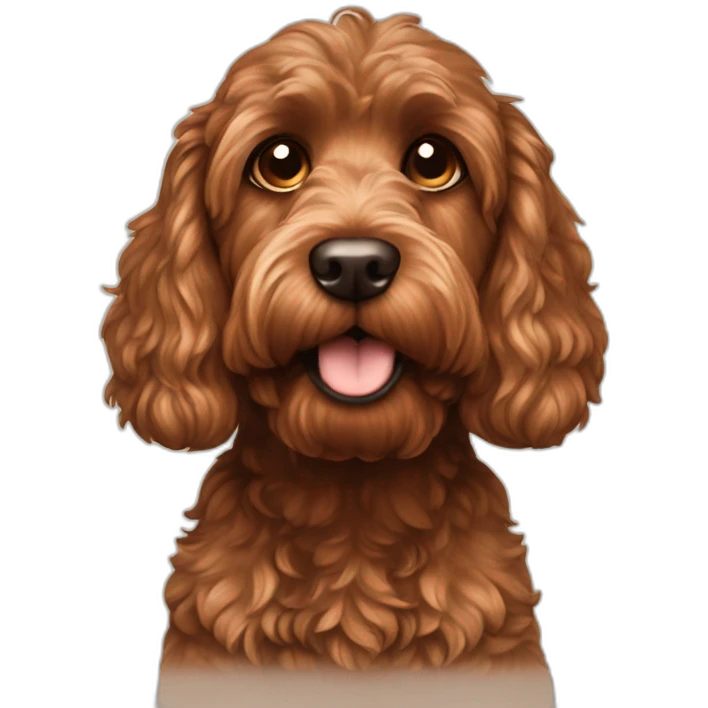 Brown Cockapoo correcting notes emoji