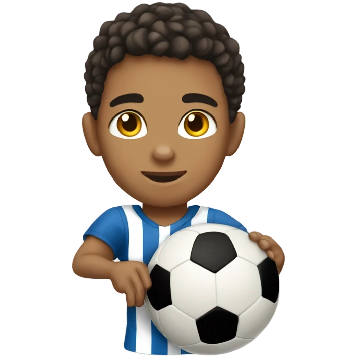 A lightskin boy playing soccer emoji