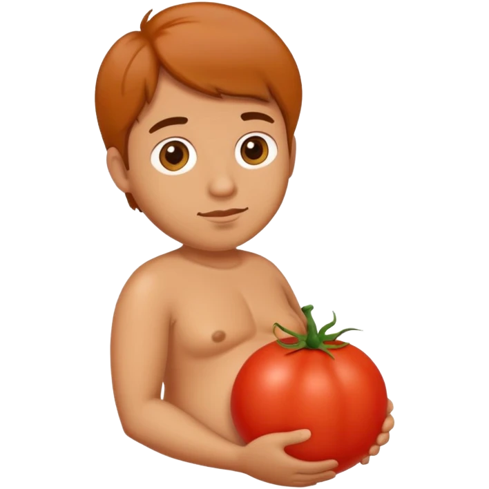 pregnant man with tomato belly emoji