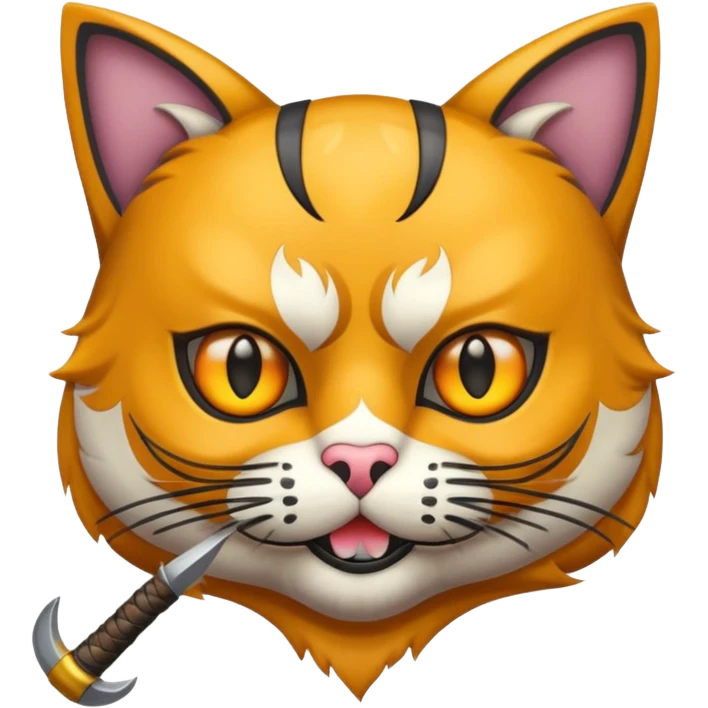 Um gato mascarado com a arma de tiro emoji