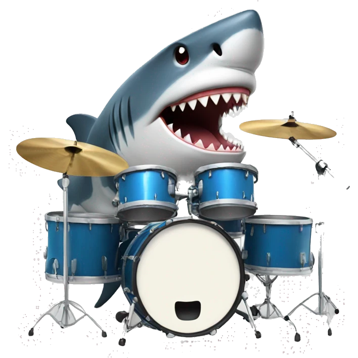 Shark playing drums emoji