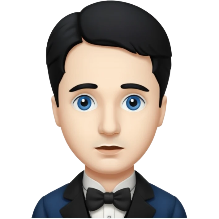 Charlie Chaplin dark blue eyes, black hair emoji