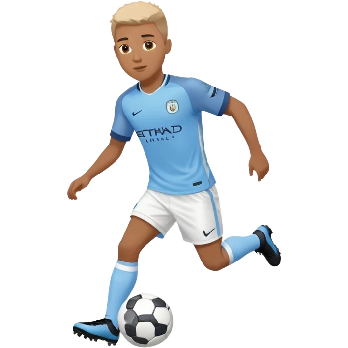 Soccer player wearing Manchester City sky blue jersey and white shorts emoji
