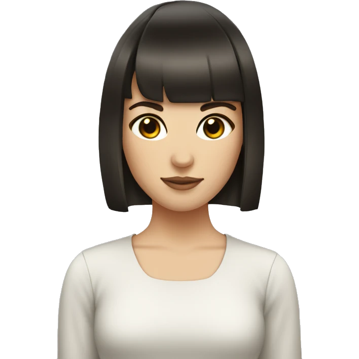 Brunette with straight bangs being koi emoji