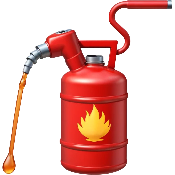 red gasoline canister plain pouring drops of diesel no fire emoji