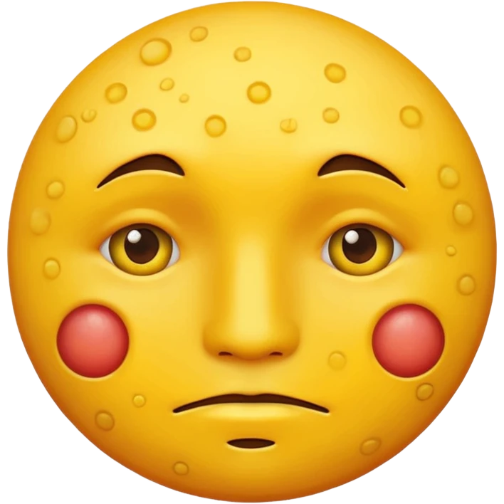 A circular yellow face with many close together face herpes sores emoji