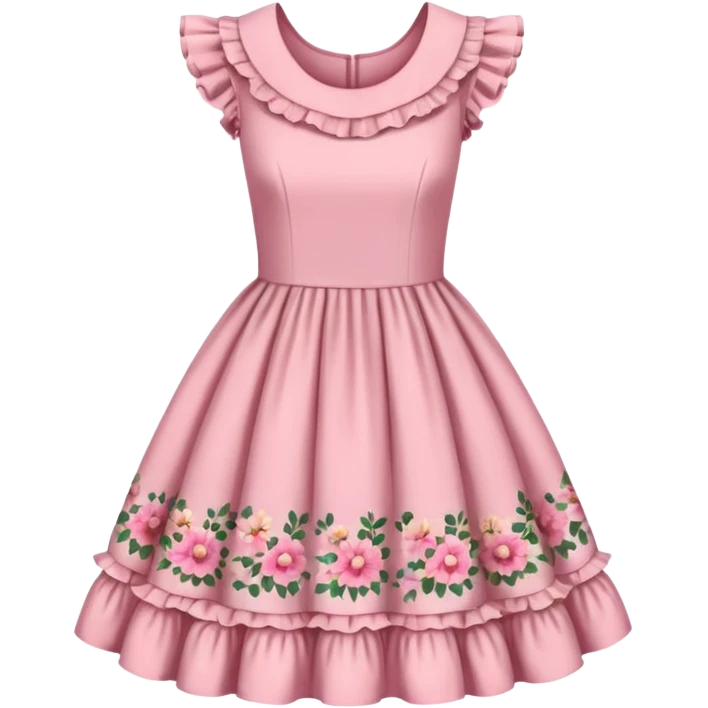Cottagecore style ultra cute vintage material pink dress emoji