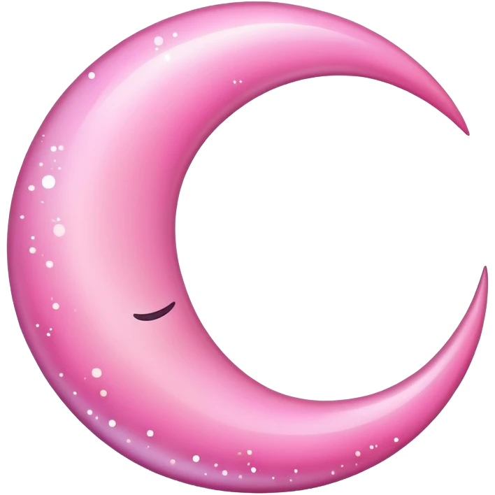 shiny pink crescent moon with sparkles emoji