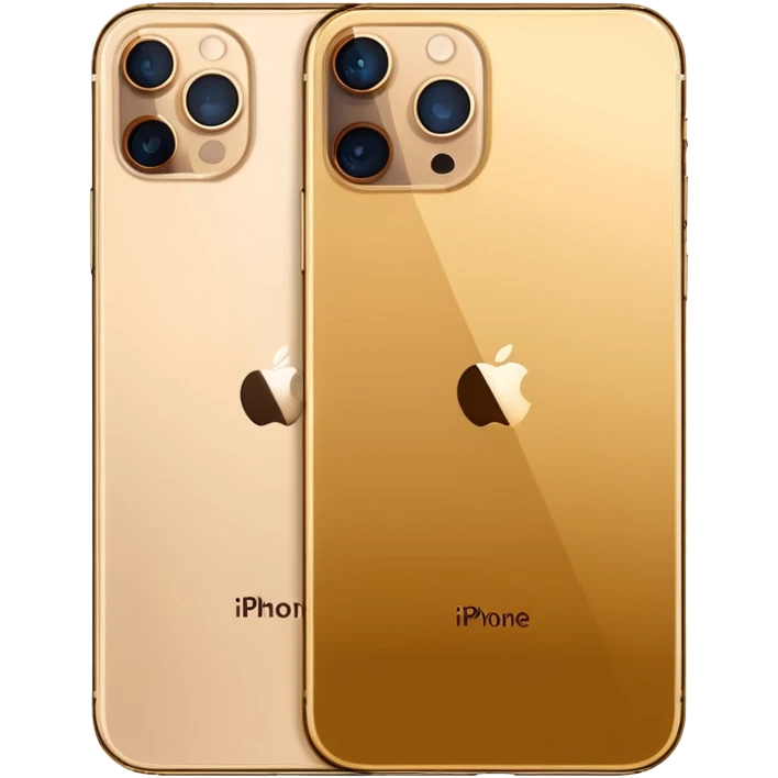 Gold iPhone 16 Pro Max, frontview and rearview emoji