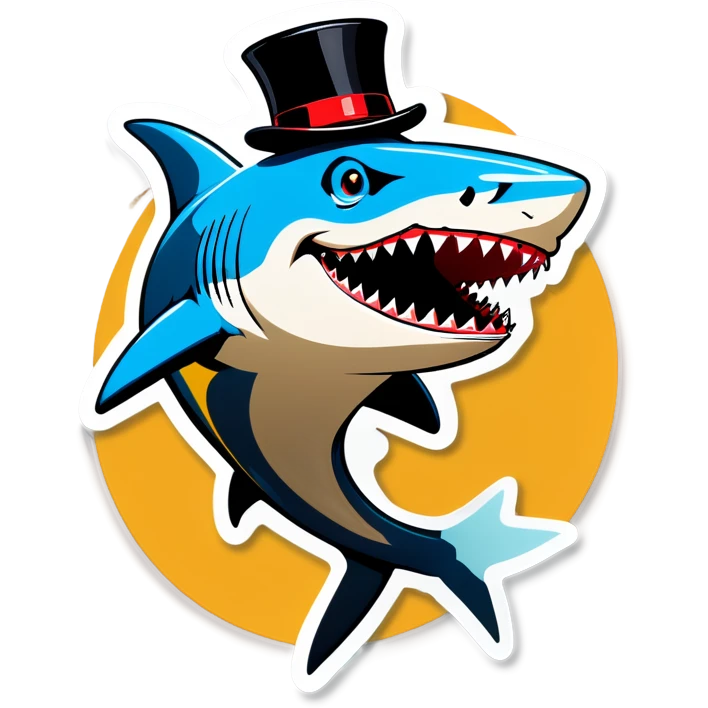 Shark with a top hat emoji