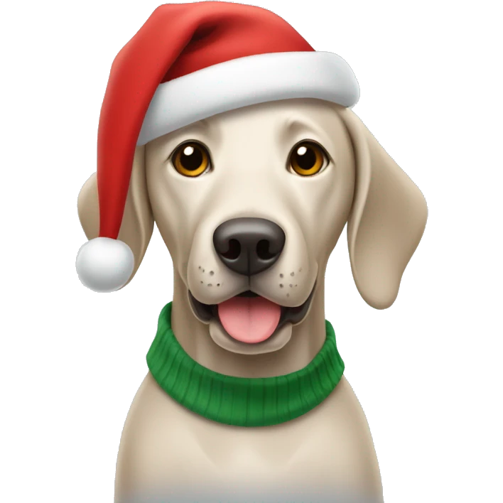 Weimarsner dog with christmas hat emoji