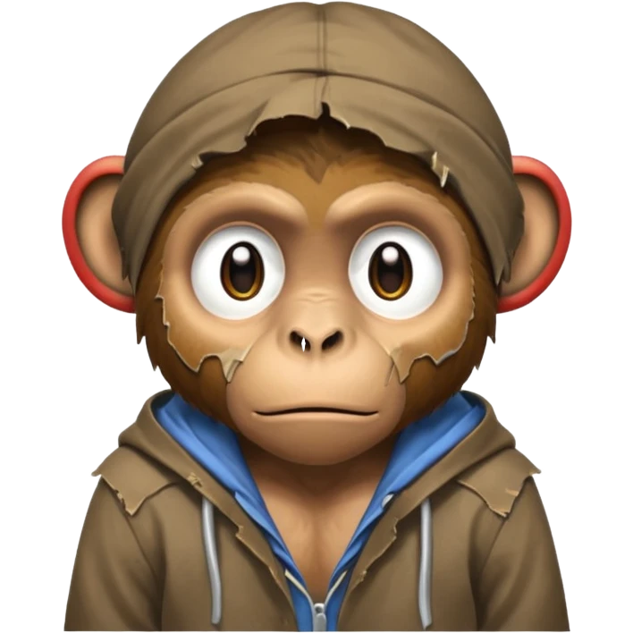 homeless poor monkey with torn clothes  emoji
