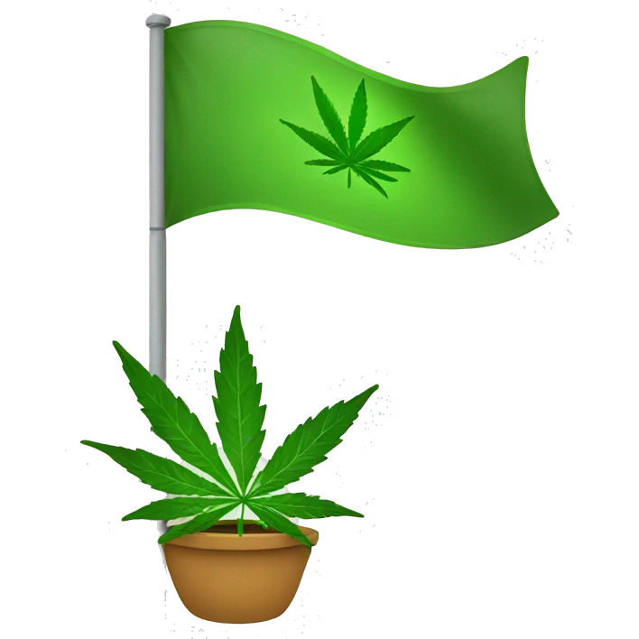 green flag with weed leaf  emoji