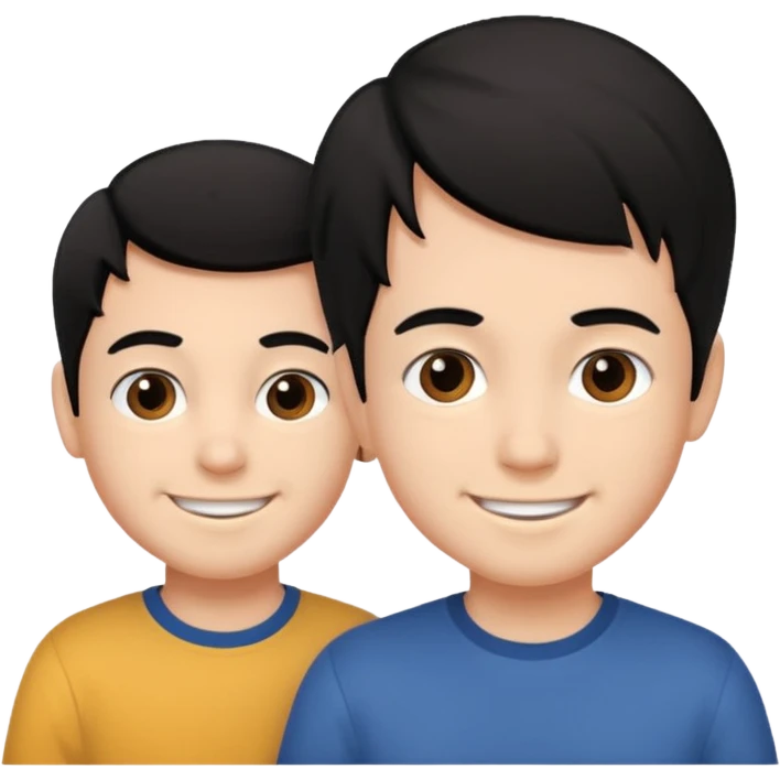 boys smiling one with black hair and one with right  emoji