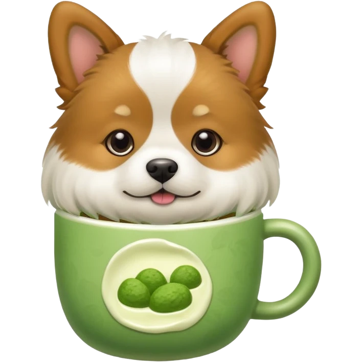 dog holding matcha  emoji