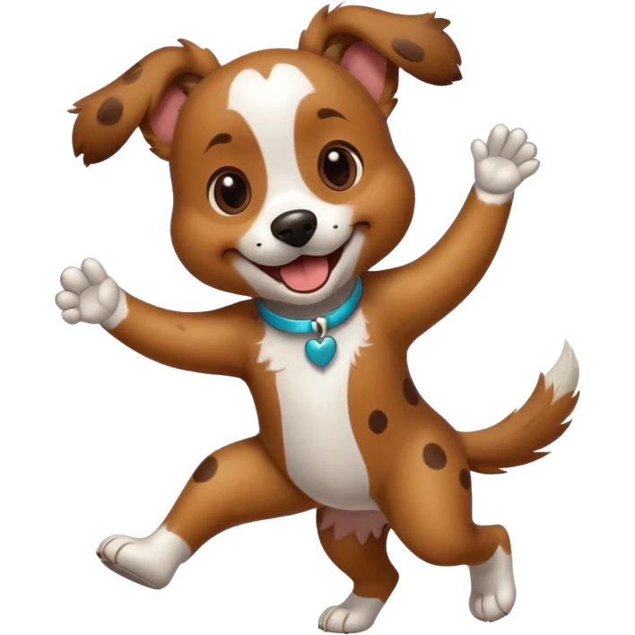 dancing dog with spot emoji