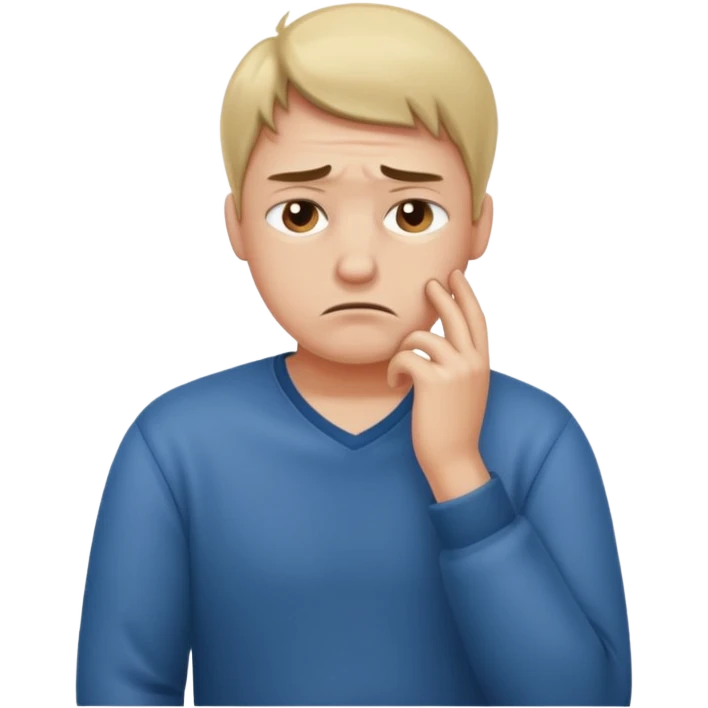 man sitting, slouched posture, frustrated, depressed, frowning emoji