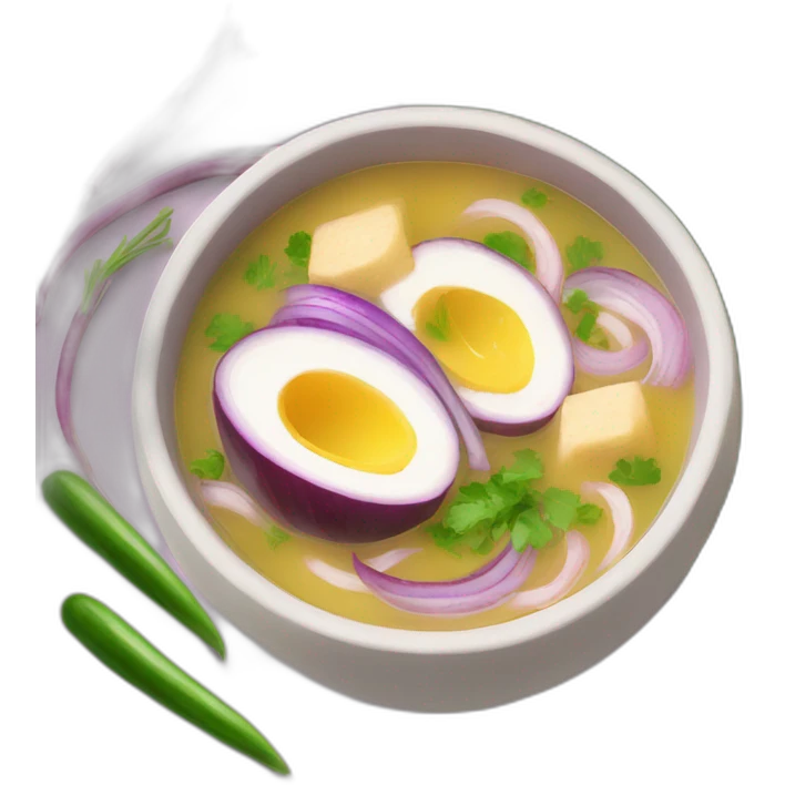 encebollado soup from ecuador that only has red onions, albacore and yucca emoji