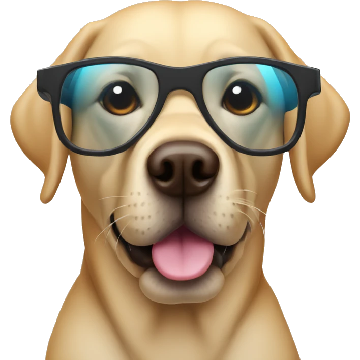 labrador with 3D glasses emoji