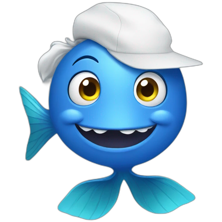 Blue fish making video emoji