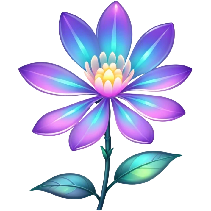 Dark Pastel iridescent transparent bio-luminescent flower emoji