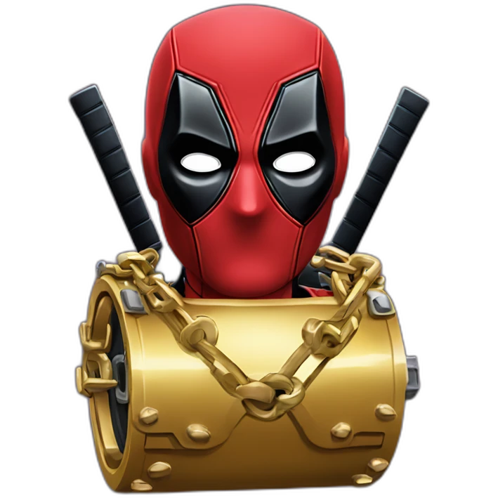 Deadpool con una corona y cadenas de oro emoji