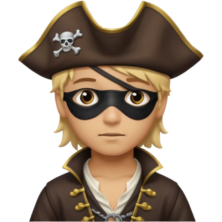 light brown hispanic boy with blond hair that is dressed as a pirate emoji