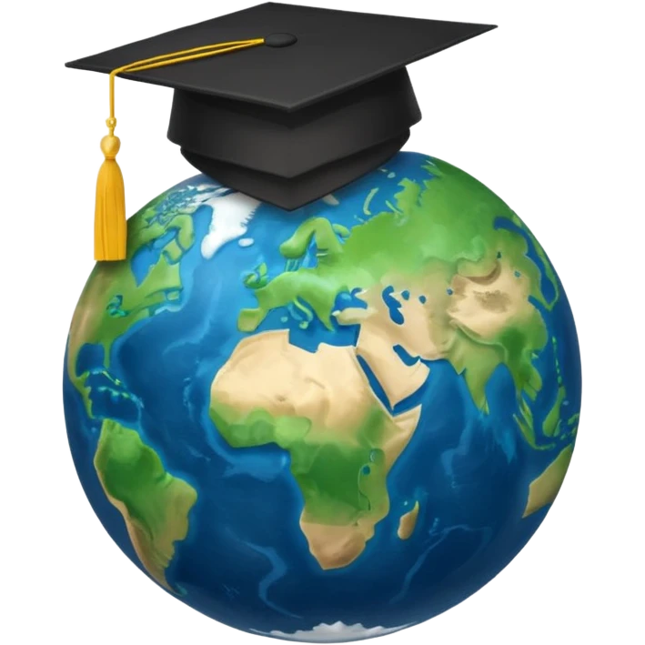 Earth with 🎓 emoji