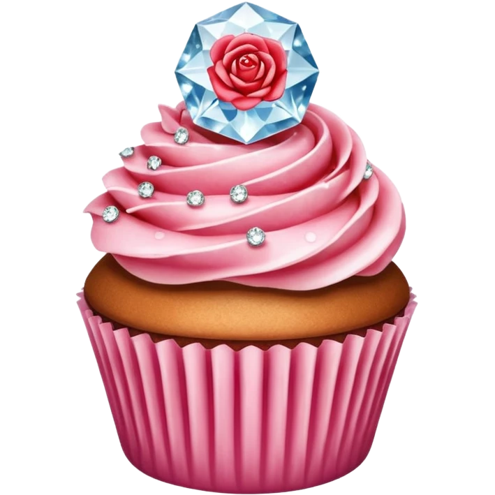 Rose diamond on a cupcake emoji
