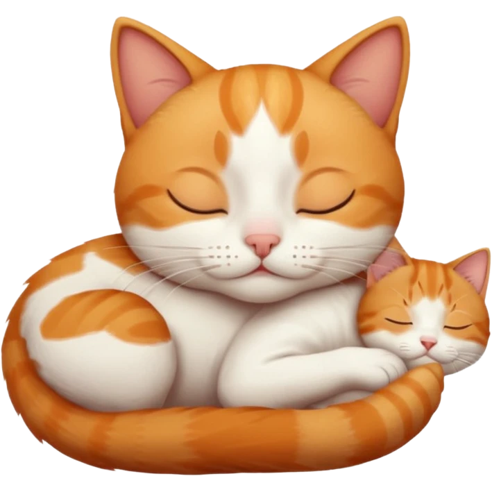 ginger and white small cat eyes closed lying down upside down emoji