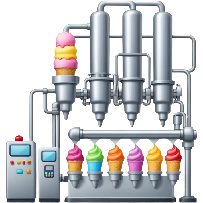 Ice cream factory with machines and production lines emoji