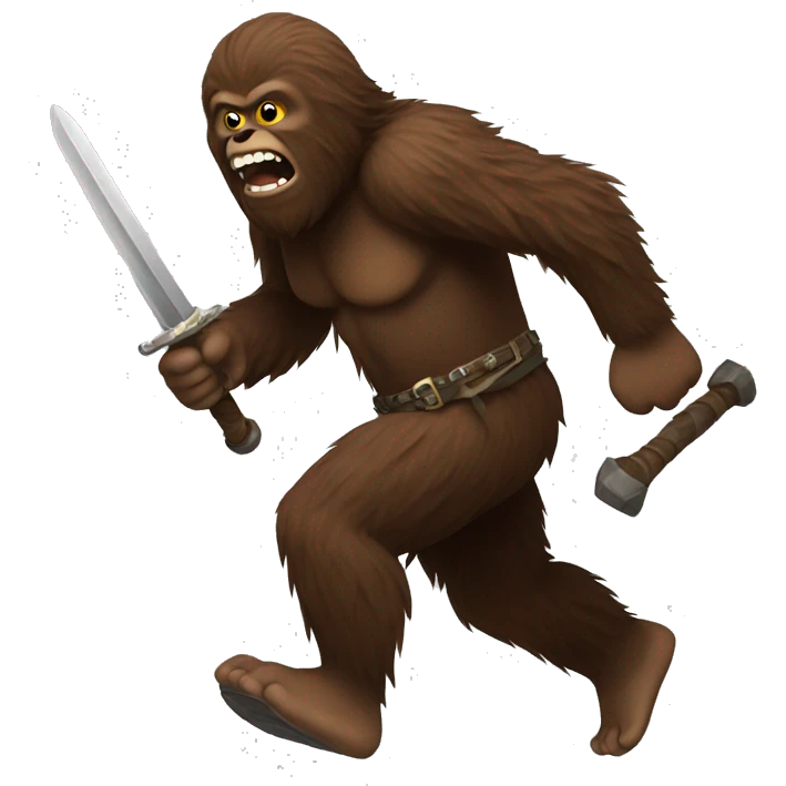 Sasquatch running with a sword emoji