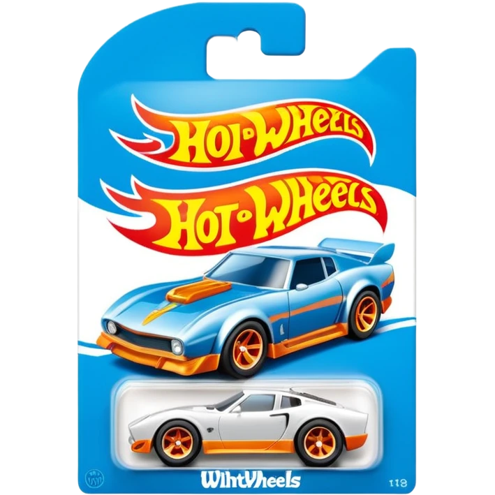 Машинка HotWheels белого цвета в классической упаковке HotWheels. emoji