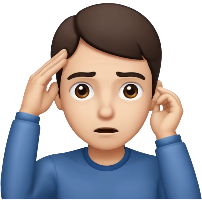 Person leaning forward with one hand behind their ear, eyebrows raised, confused face, as if saying "What? emoji