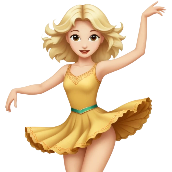 Красивая блондинка танцует emoji