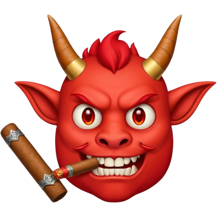 Diablito de cara roja con un cigarro pero el cigarro en la boca y menos humanoide emoji