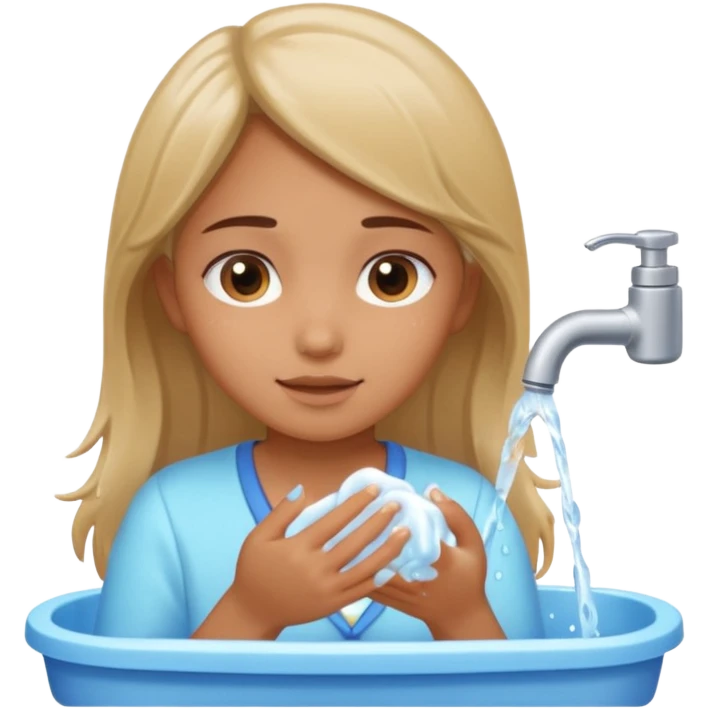 دختری که دارد دست و صورتش را میشورد emoji