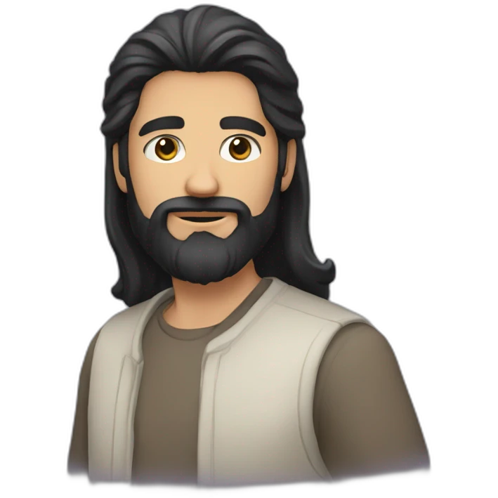 a man with beard and long black hair emoji