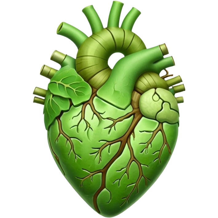 Anatomic heart composed of iced matcha coffee emoji